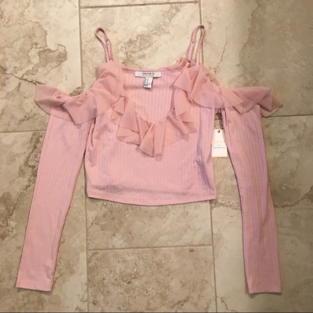NWT Forever 21 Ruffle Mesh Top